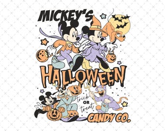 Mouse And Friends Trick Or Treat Halloween Png, Halloween Costume Png, Trick Or Treat Png, Spooky Vibes Svg, Halloween Png, Pumpkin Png