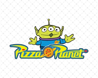Pizza Planet SVG PNG, Extraterrestres, Fiesta de Cajas de Pizza (Descarga digital)