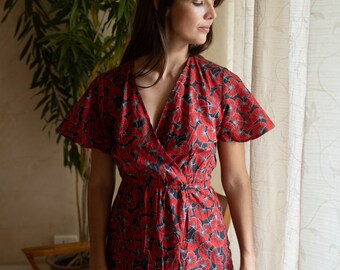 Robe en coton imprimé, robe fleurie, robe été, robe longue, feminine