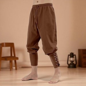 Medieval Men&#39;s LARP Pants - Viking Renaissance Trousers, Men&#39;s Linen Costume Pants, Pirate Cosplay Pants, Authentic Medieval Time Pants