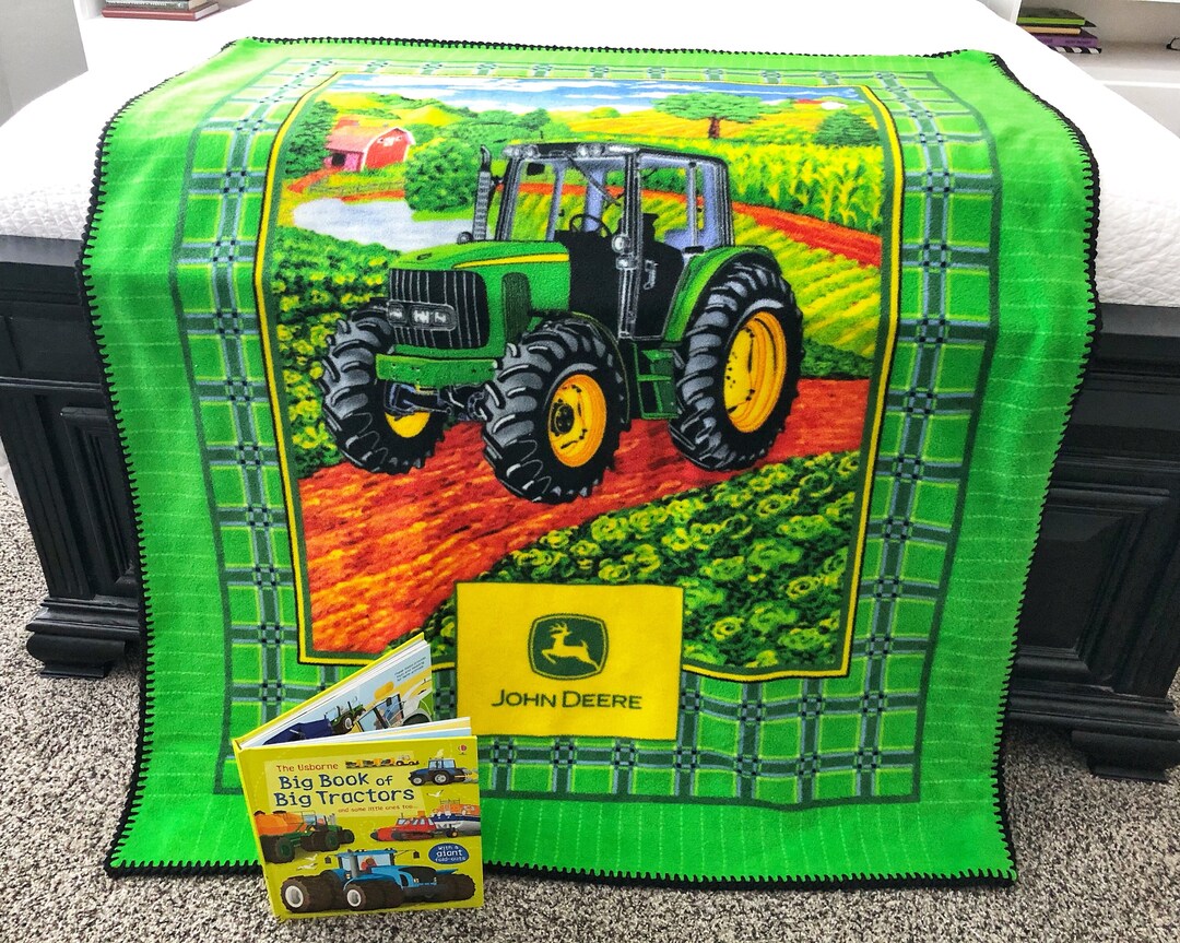 John Deere Tractor Crocheted Edge Fleece Blanket and Book Etsy