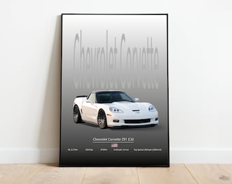 Chevrolet Corvette C6 ZR1 Poster Print, car posters, room decor for children, room decor, digital poster, print frome home, Instant Download