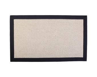 Herringbone Royal Sterling Wool Rug With 100% Cotton Black Border