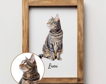 Custom Pet Portrait, Personalized Dog Illustration, Dog Cat Wall Art, Custom Cartoon Pet, Pet Memorial Ideas, Digital Download, Cute Pet Art