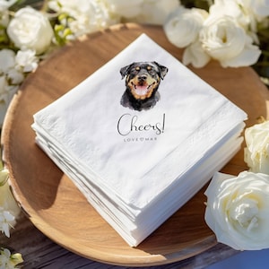 Custom Dog Wedding Napkins Using Pet Photo Personalized Dog and Cat Cocktail Napkins Custom Dog Napkins Dog Birthday Decorations Serviettes