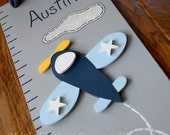 Vintage Airplane Wooden Growth Chart, handpainted, FREE nail cover and personalization