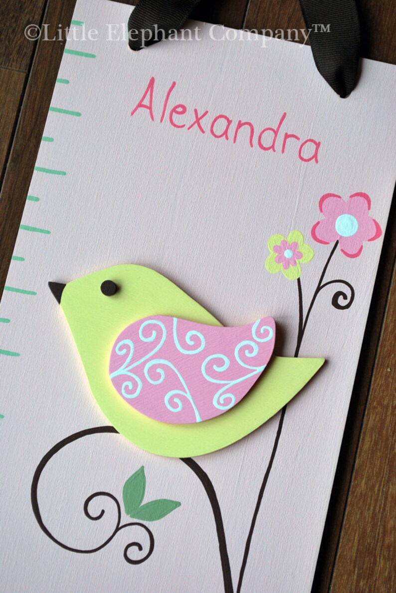 Alexandra Birds Wooden Growth Chart handpainted FREE nail image 2