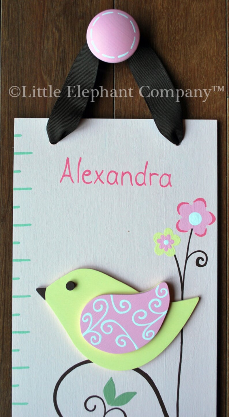 Alexandra Birds Wooden Growth Chart handpainted FREE nail image 3