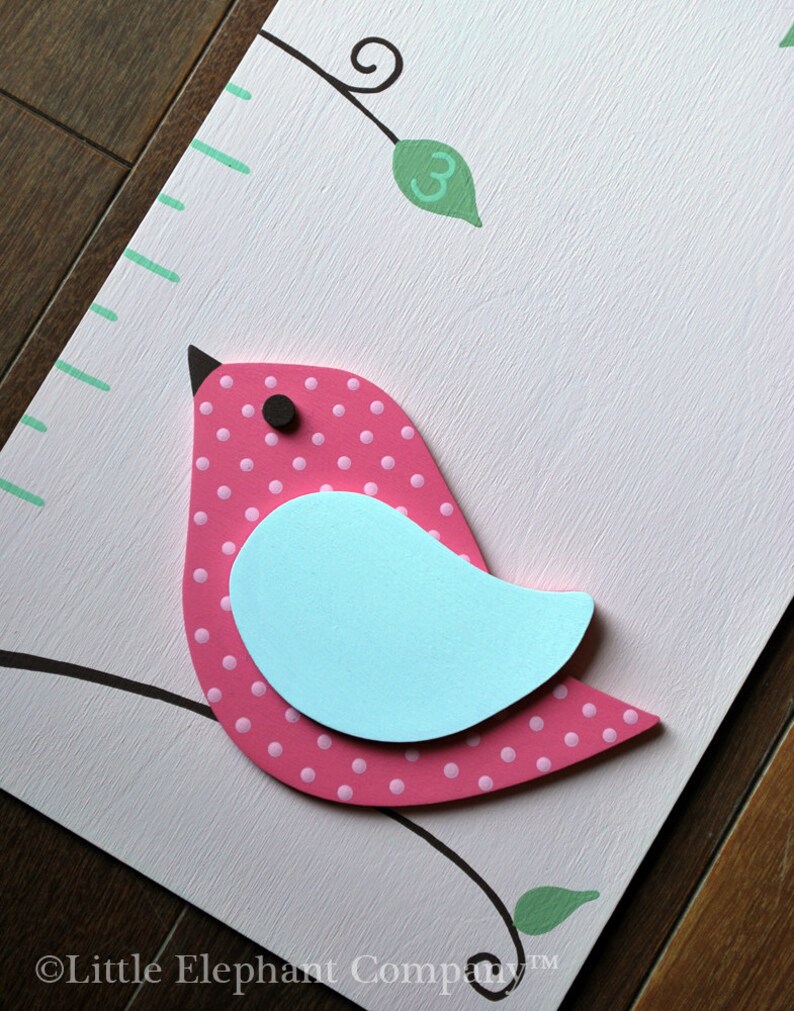 Alexandra Birds Wooden Growth Chart handpainted FREE nail image 1