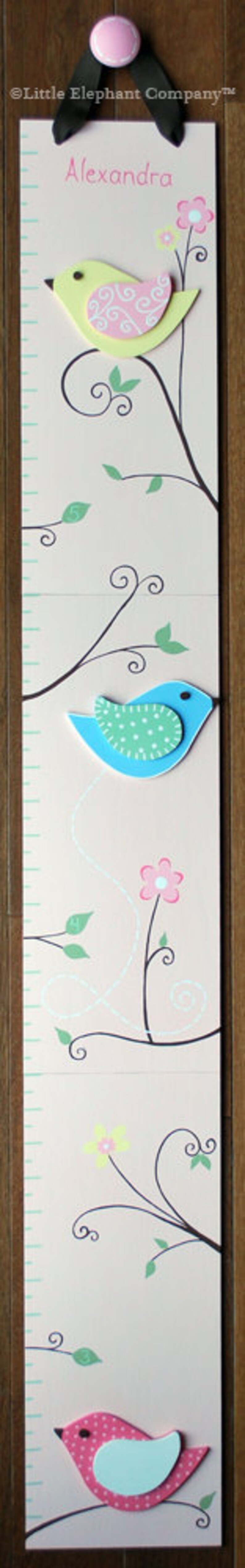 Alexandra Birds Wooden Growth Chart handpainted FREE nail image 4