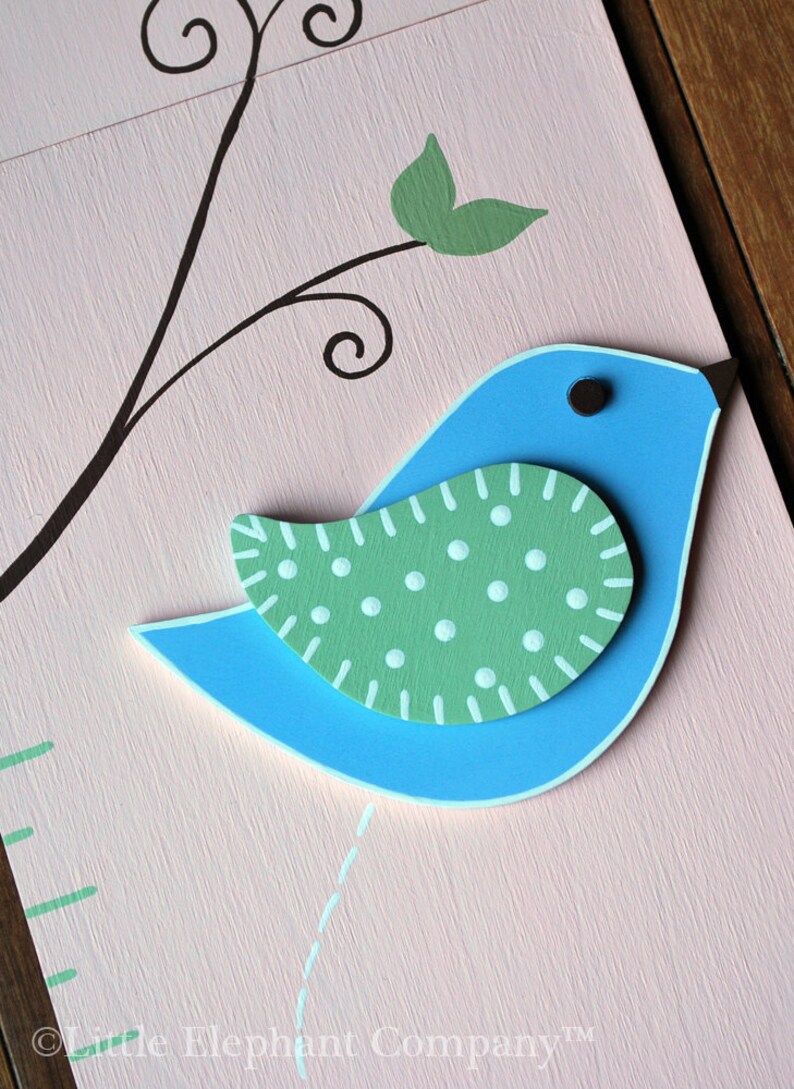 Alexandra Birds Wooden Growth Chart handpainted FREE nail image 0