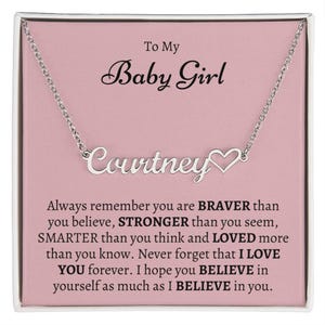 Cadeau babymeisje van mama of papa, aangepaste naamketting met kaart, To My Baby Girl-sieraden, verjaardagscadeau tienermeisje, ketting aandenken aan dochter