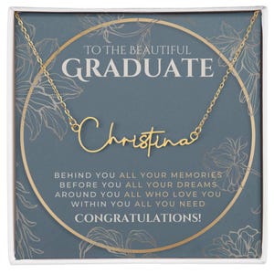 To the Beautiful Graduate Name Necklace – Personalized Graduation Gift for Her, Custom Senior 2025 Jewelry, Class of 2025 Gift for Girls