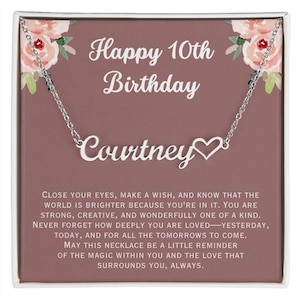 Personalized Name Necklace – Custom Birthday Gift for Girl, 10th Birthday Necklace, Jewelry for Daughter, Teen Girl Birthday Gift