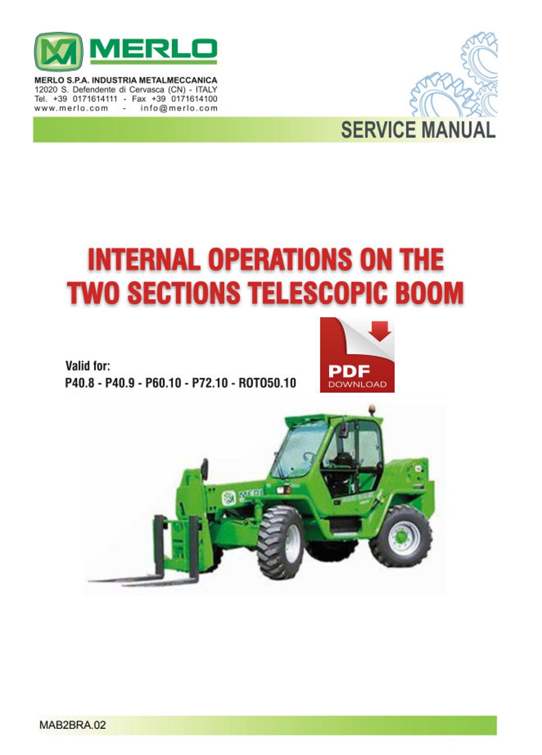 Merlo Telehandler 2-section Telescopic Boom Service Manual - Etsy Australia