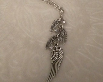 NEW* just like the white wing dove* NECKLACE * Silver Crystal Stevie Nicks Fleetwood Mac Fairy Gypsy Witch Goddess Crystal Angel Wing Magic