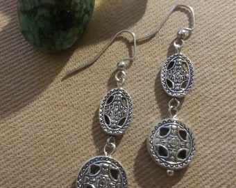 Shaman * Medicine Wheel * Antiqued Silver Plated Southwest Inspired Earrings