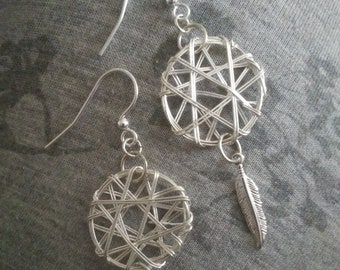 dream weaver. Silver Dreamcatcher Earrings