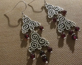 Dancing Gypsy Triskele Earrings* Garnet