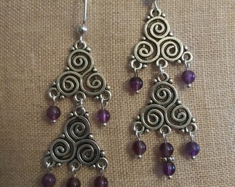 Dancing Gypsy Triskele Earrings* Amethyst