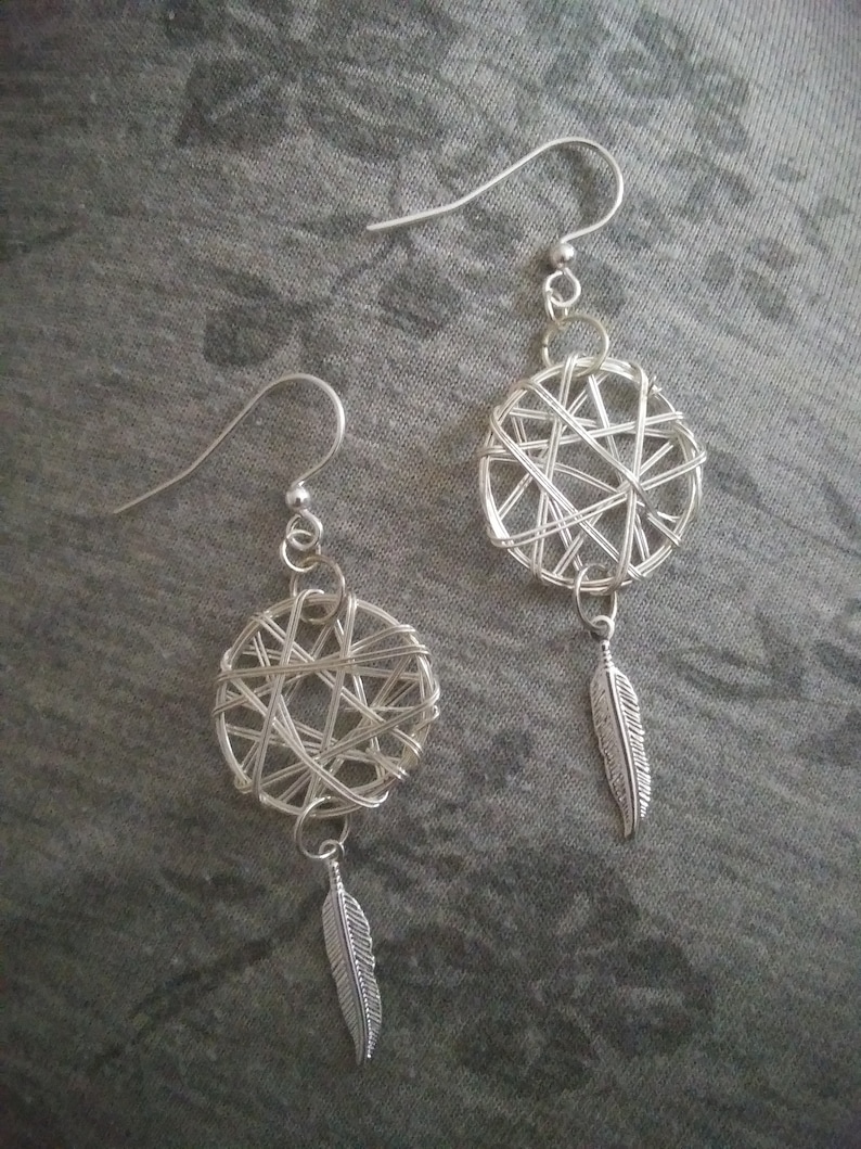 dream weaver. Silver Dreamcatcher Earrings image 2