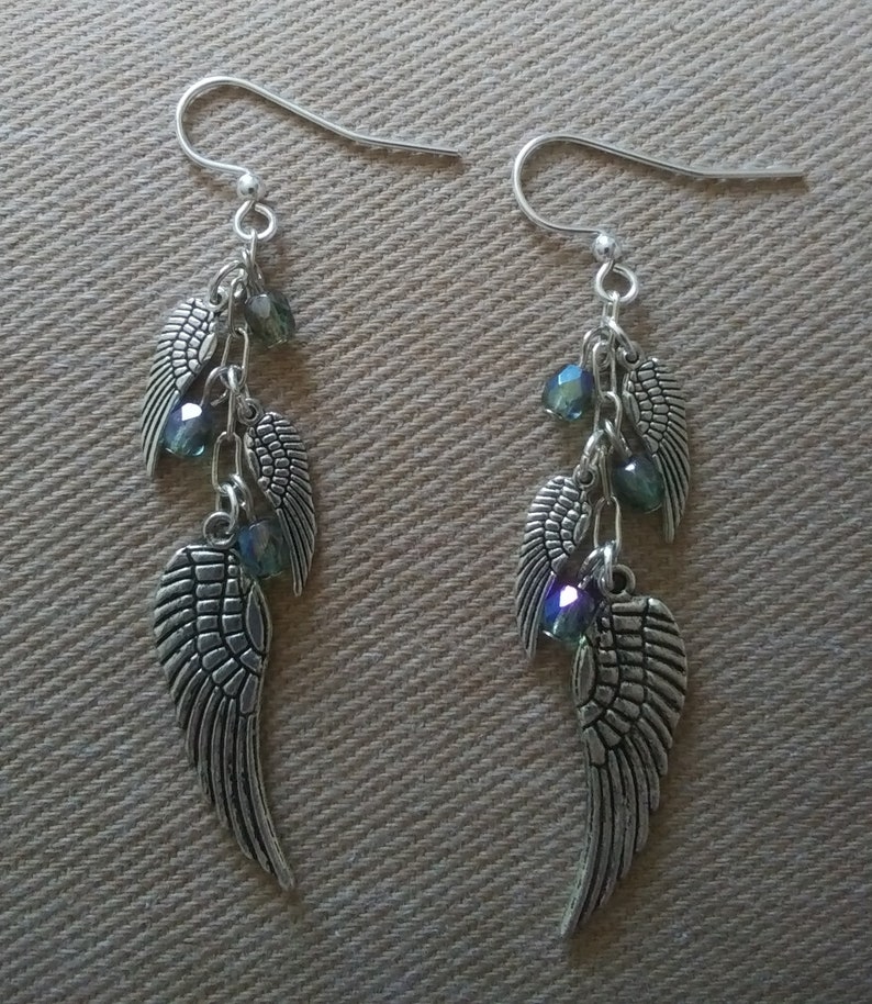 just like the white wing dove Angel Wing Crystal Earrings Stevie Nicks Fleetwood Mac Fairy Gypsy Witch Goddess Crystal Rhiannon Dreams Olive Aurora Boralis