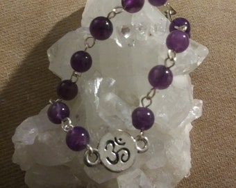 Beautiful Amethyst Om ~ Gemstone Bracelet