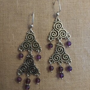 Dancing Gypsy Triskele Earrings Amethyst image 2