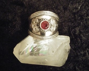 Shield Maiden * GARNET*  Sterling Ring Sz. 10