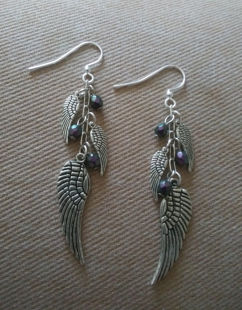 just like the white wing dove Angel Wing Crystal Earrings Stevie Nicks Fleetwood Mac Fairy Gypsy Witch Goddess Crystal Rhiannon Dreams Purple Iris Matte