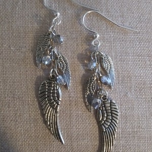 just like the white wing dove Angel Wing Crystal Earrings Stevie Nicks Fleetwood Mac Fairy Gypsy Witch Goddess Crystal Rhiannon Dreams Silver