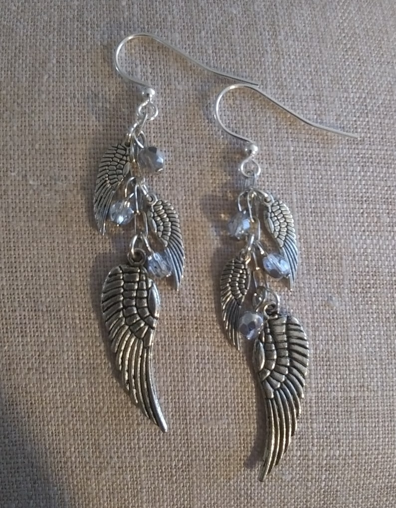 just like the white wing dove Angel Wing Crystal Earrings Stevie Nicks Fleetwood Mac Fairy Gypsy Witch Goddess Crystal Rhiannon Dreams Silver