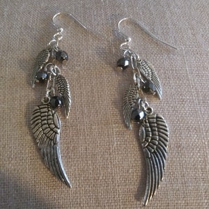 just like the white wing dove Angel Wing Crystal Earrings Stevie Nicks Fleetwood Mac Fairy Gypsy Witch Goddess Crystal Rhiannon Dreams Hematite