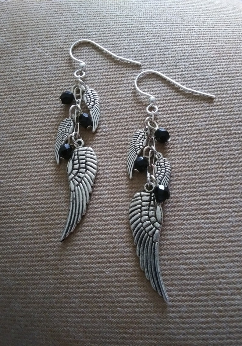 just like the white wing dove Angel Wing Crystal Earrings Stevie Nicks Fleetwood Mac Fairy Gypsy Witch Goddess Crystal Rhiannon Dreams Black