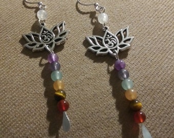 Om Lotus Chakra Gemstone Earrings