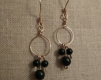 Rosey Posey Earrings*  Rose Gold Black Agate