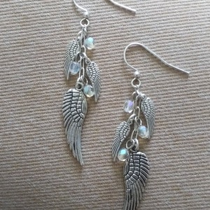 just like the white wing dove Angel Wing Crystal Earrings Stevie Nicks Fleetwood Mac Fairy Gypsy Witch Goddess Crystal Rhiannon Dreams Clear Aurora Boralis