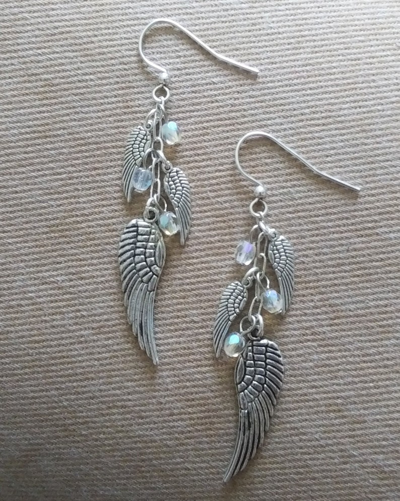 just like the white wing dove Angel Wing Crystal Earrings Stevie Nicks Fleetwood Mac Fairy Gypsy Witch Goddess Crystal Rhiannon Dreams Clear Aurora Boralis