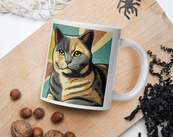 Taza con diseño de gato Bella: una bonita taza de café, un regalo para los amantes de los gatos