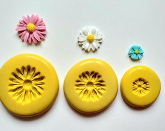 Daisy Flowers Mould Set - Food Safe Flexible Polymer Clay Cake Decorate Pendant Earrings Cupcake  Embellishments Flatback Cabs Daisies