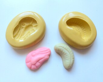 Shrimp Banana Candy Mould - Food Safe Flexible Polymer Clay Cake Decorate Pendant Jewellery Making Necklace Sweets Kawaii Kitsch