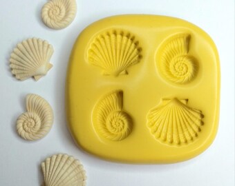 Small Shells Mould - Shell Food Safe Flexible Ammonite Polymer Clay Cake Decorate Ocean Spirit Surfer Jewellery Making Necklace