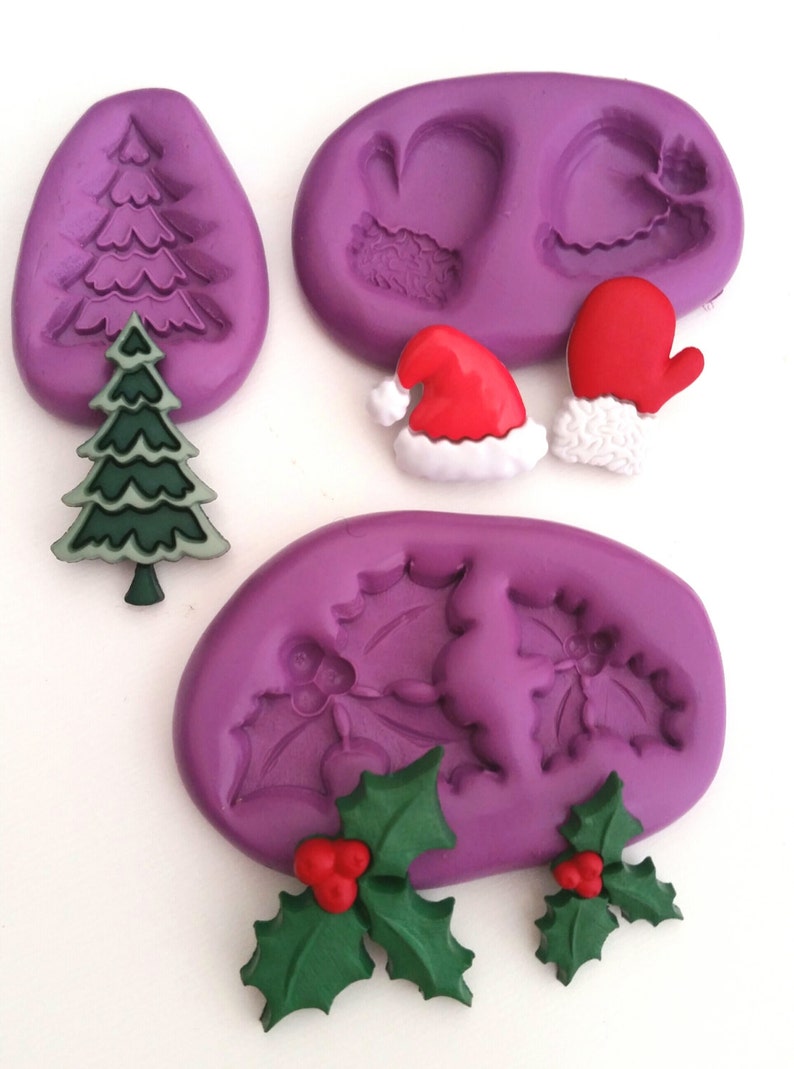CHRISTMAS TEDDY BEARS SILICONE MOULD FOR CAKE TOPPERS CHOCOLATE ETC