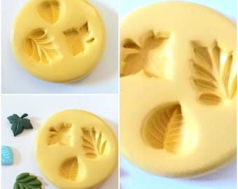 Small Leaves Mould - Food Safe Flexible Polymer Clay Cake Decorate Jewellery Making Fondant Crafts