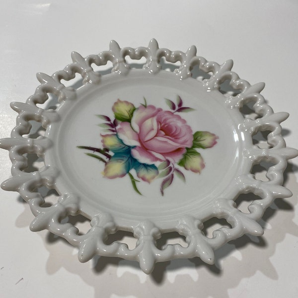 Lefton Hand painted rose china plate