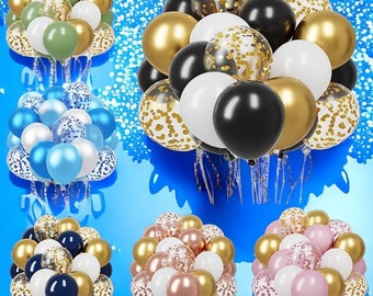 20 Stück 12-Zoll-Latex Konfetti Ballons Kit mit Bändern für Geburtstag Hochzeit Babyparty Abschlussfeier Dekorationen