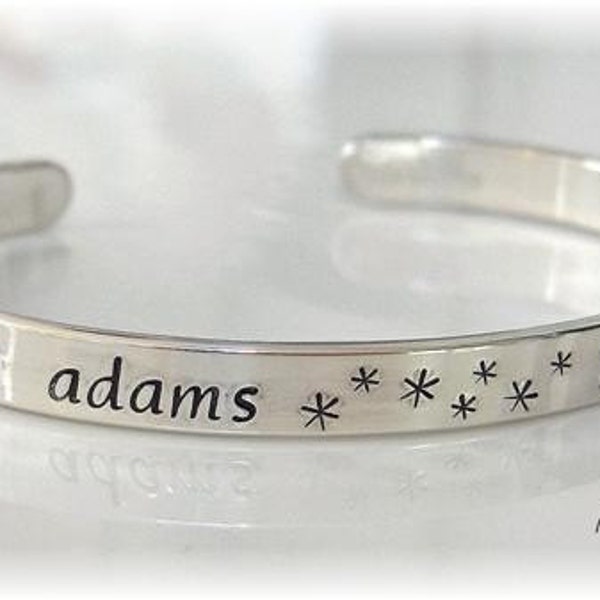 New DESIGNER FONT Hand Stamped Stering Silver Cuff Bracelet ADULT etsyNJ