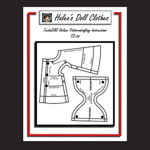 Peut inclure: Patron de couture en noir et blanc pour une robe de poupée avec un ourlet à volants et un patron séparé pour le corsage d'une poupée. Le patron est intitulé "TurboCAD Deluxe Pattern Drafting Instructions TC-26".
