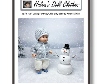 PDF Pattern #CFB-14 Little Bitty Baby Caring For Baby 8 Inch Crochet Coat Hat Doll Clothes