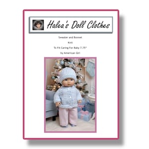 PDF Pattern #CFB-163-SPORT Caring For Baby Little Bitty Baby 8 Inch Knit Coat Hat Doll Clothes